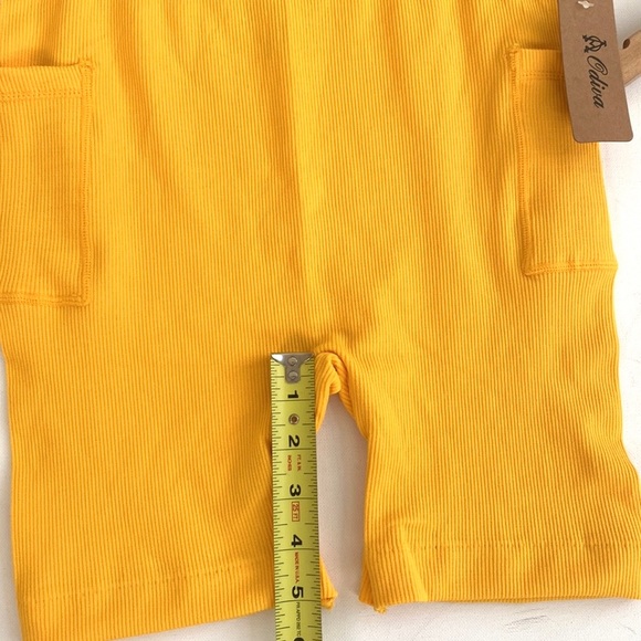(AA4) Odiva Mustard Yellow Ribbed 2piece Tank top and Biker Short set,Sz XL, NWT - Picture 15 of 15